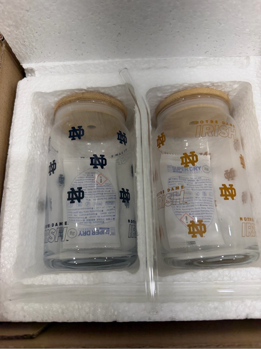 Superdry Clear Glass Jar with Gold Notre Dame Logos